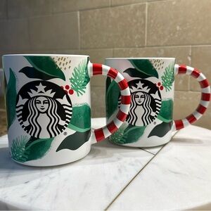 Starbucks Christmas Hollies Holiday Mug Set of 2